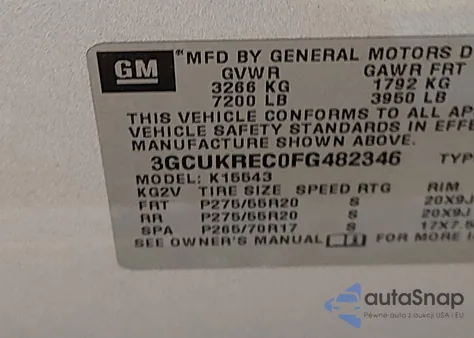 2015 Chevrolet Silverado 1500 1Lt from USA, damaged, VIN 3GCUKREC0FG482346